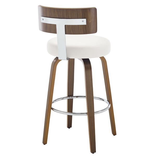 Carol Swivel Bar Stool in White Hron Leather