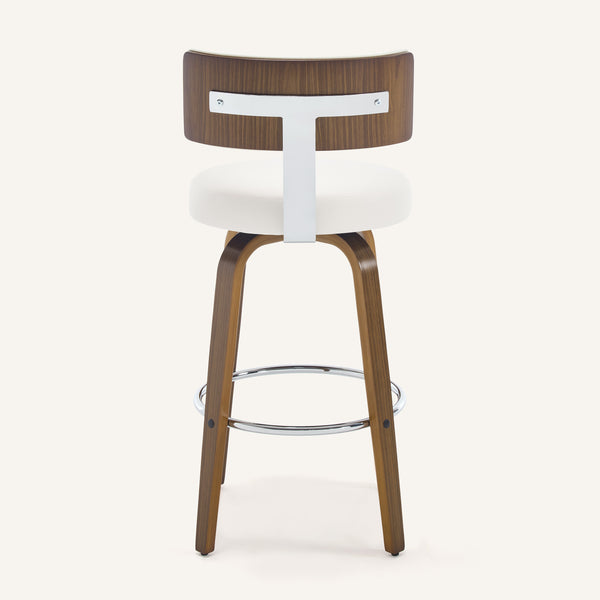 Carol Swivel Bar Stool in White Hron Leather