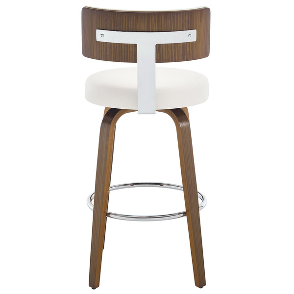 Carol Swivel Bar Stool in White Hron Leather