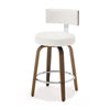 Carol Swivel Counter Stool in White Hron Leather