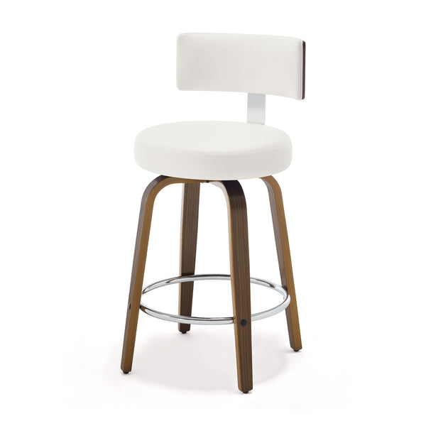 Carol Swivel Counter Stool in White Hron Leather