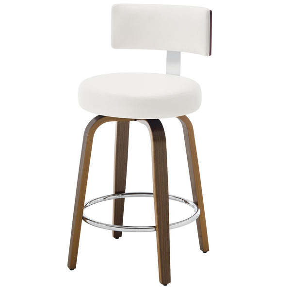 Carol Swivel Counter Stool in White Hron Leather