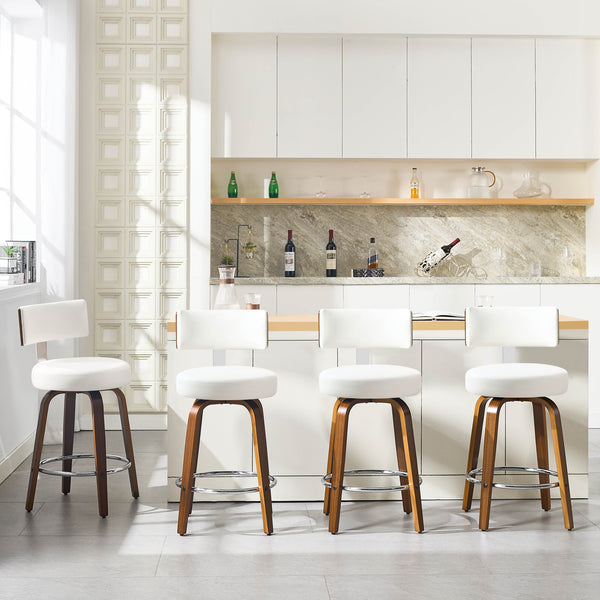 Carol Swivel Counter Stool in White Hron Leather