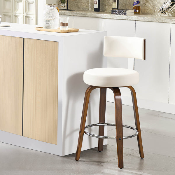 Carol Swivel Counter Stool in White Hron Leather
