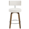Carol Swivel Counter Stool in White Hron Leather