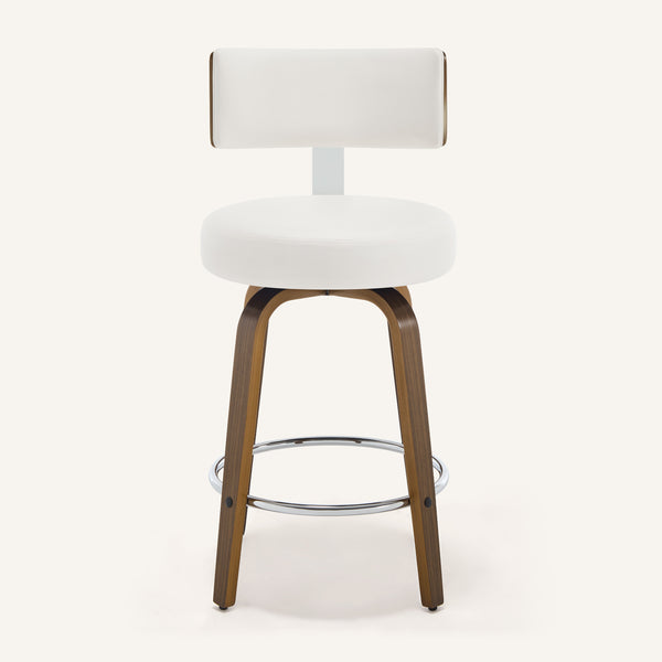 Carol Swivel Counter Stool in White Hron Leather