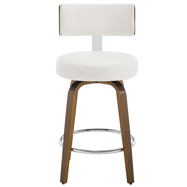 Carol Swivel Counter Stool in White Hron Leather