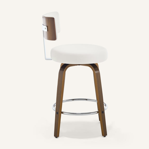 Carol Swivel Counter Stool in White Hron Leather