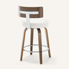 Carol Swivel Counter Stool in White Hron Leather