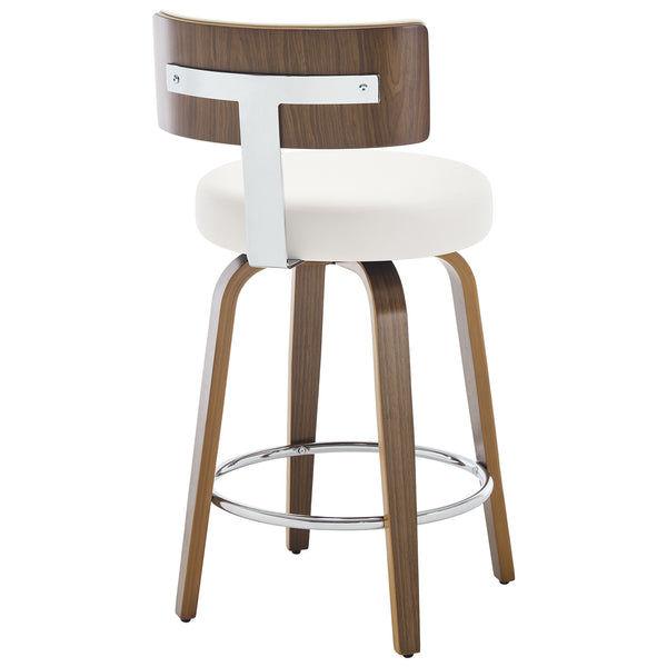 Carol Swivel Counter Stool in White Hron Leather