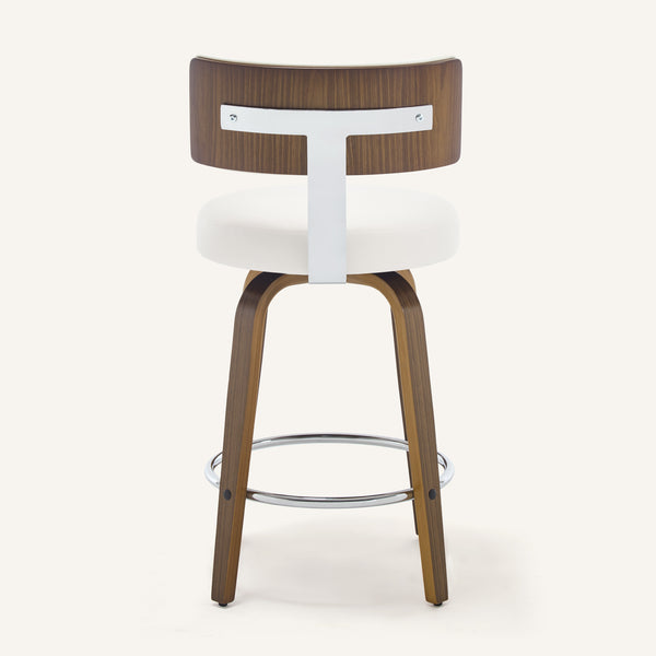 Carol Swivel Counter Stool in White Hron Leather