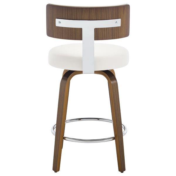 Carol Swivel Counter Stool in White Hron Leather