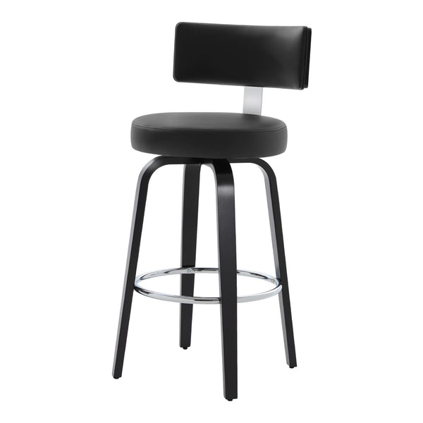 Carol II Swivel Bar Stool in Black Hron Leather