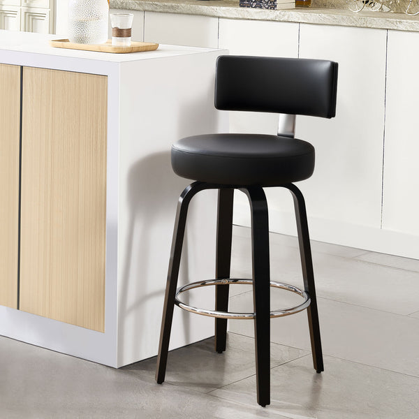 Carol II Swivel Bar Stool in Black Hron Leather