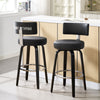 Carol II Swivel Bar Stool in Black Hron Leather