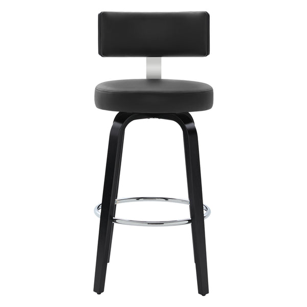 Carol II Swivel Bar Stool in Black Hron Leather