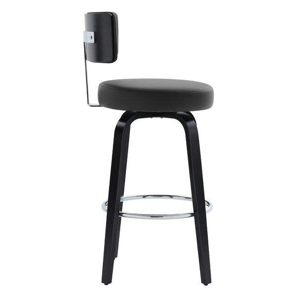 Carol II Swivel Bar Stool in Black Hron Leather