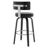 Carol II Swivel Bar Stool in Black Hron Leather