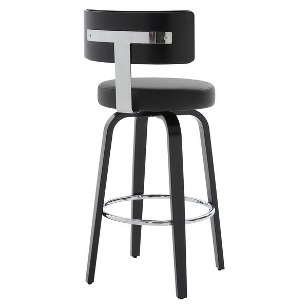 Carol II Swivel Bar Stool in Black Hron Leather