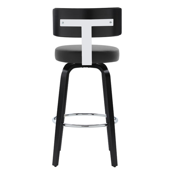 Carol II Swivel Bar Stool in Black Hron Leather
