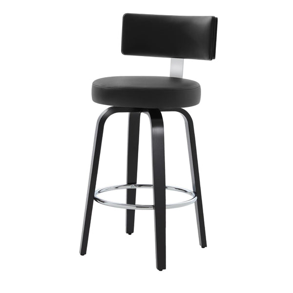 Carol II Swivel Counter Stool in Black Hron Leather