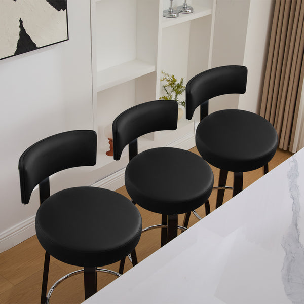 Carol II Swivel Counter Stool in Black Hron Leather