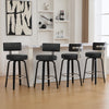 Carol II Swivel Counter Stool in Black Hron Leather