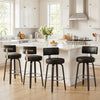 Carol II Swivel Counter Stool in Black Hron Leather