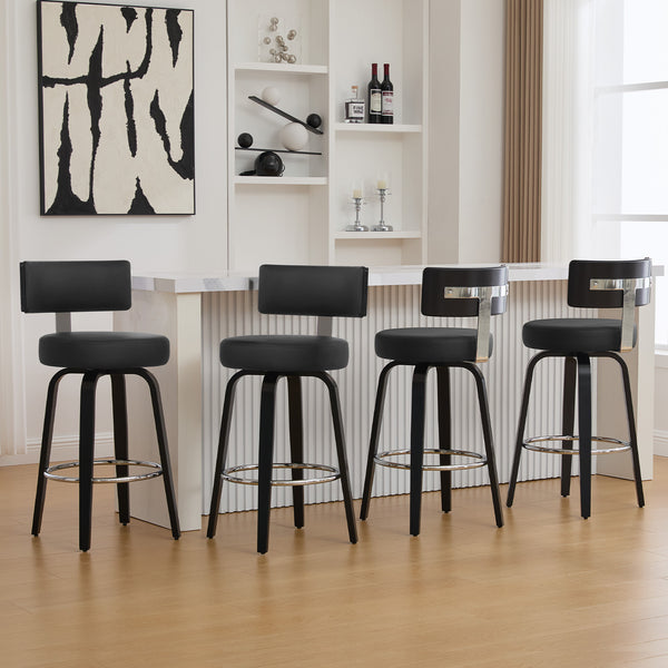Carol II Swivel Counter Stool in Black Hron Leather