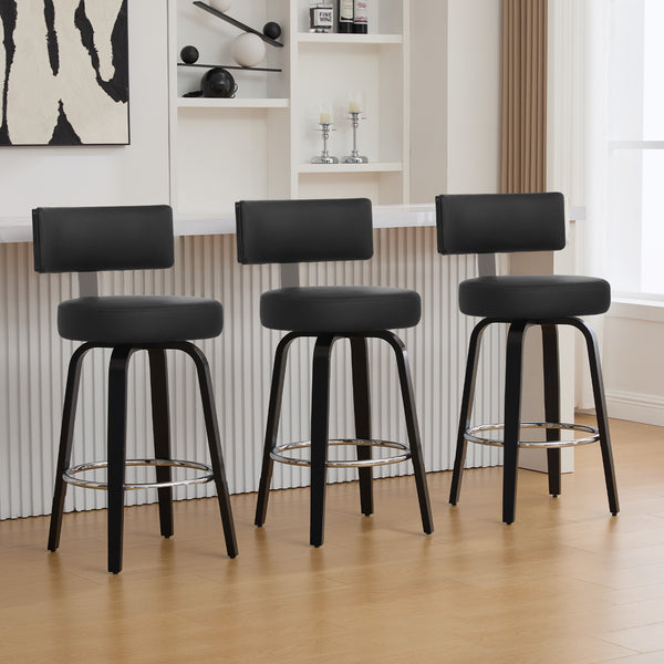 Carol II Swivel Counter Stool in Black Hron Leather
