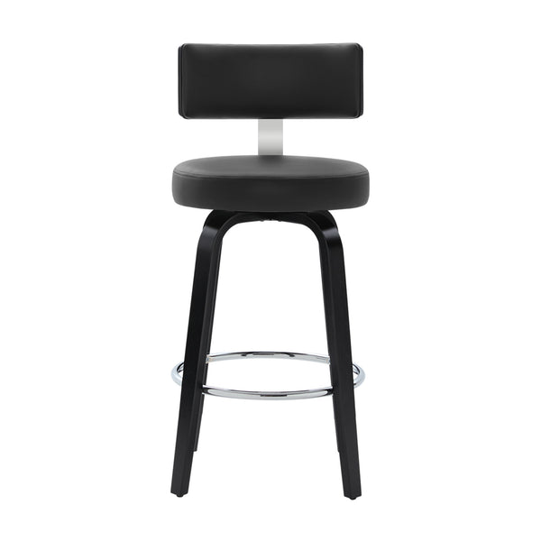 Carol II Swivel Counter Stool in Black Hron Leather