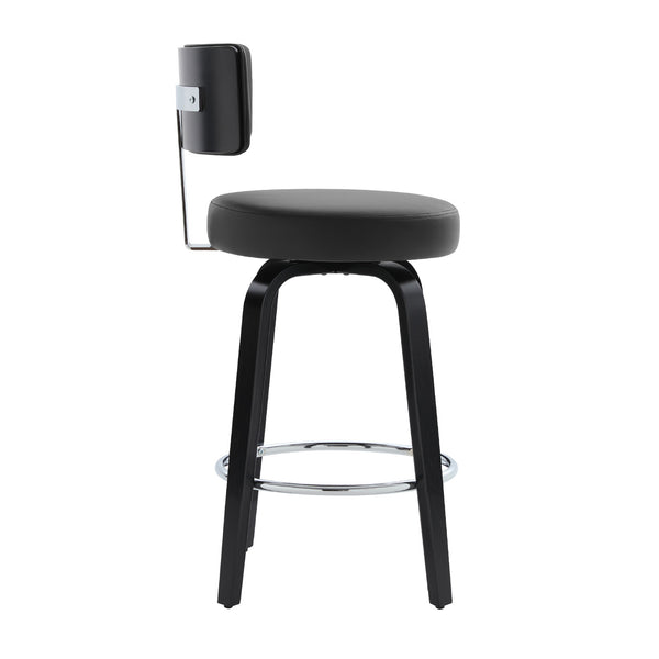 Carol II Swivel Counter Stool in Black Hron Leather