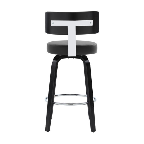 Carol II Swivel Counter Stool in Black Hron Leather