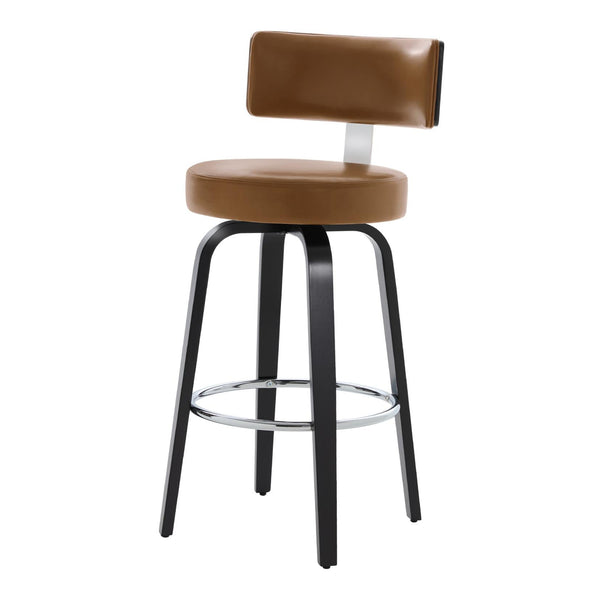 Carol II Swivel Bar Stool in Brown Mara Leather