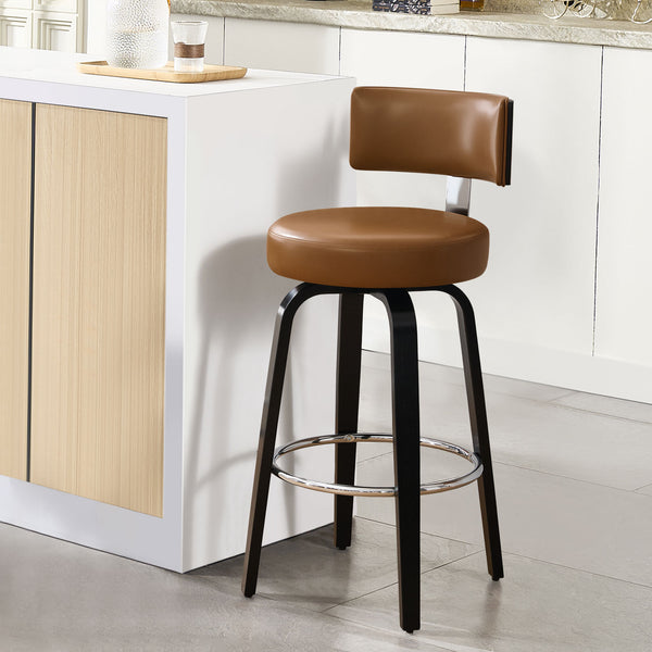 Carol II Swivel Bar Stool in Brown Mara Leather