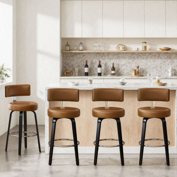 Carol II Swivel Bar Stool in Brown Mara Leather