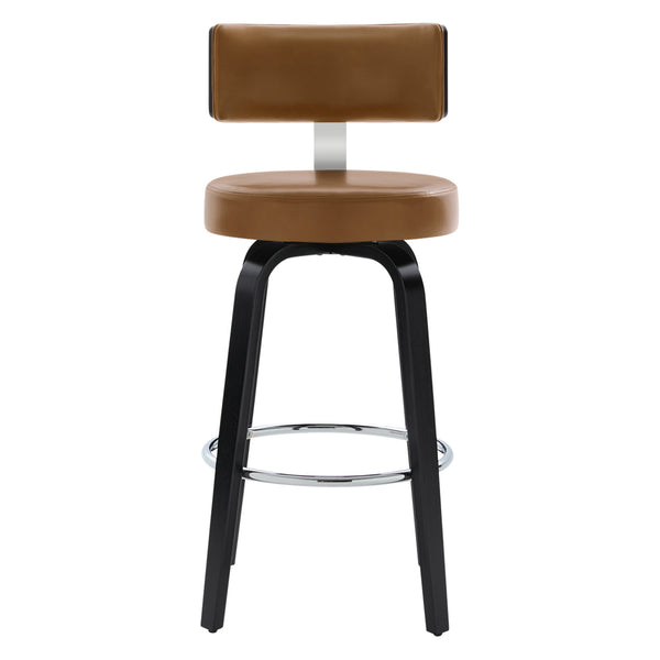 Carol II Swivel Bar Stool in Brown Mara Leather