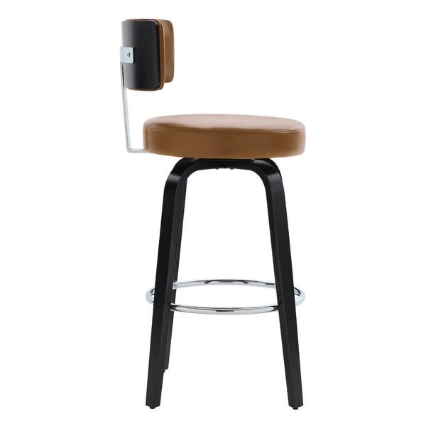 Carol II Swivel Bar Stool in Brown Mara Leather