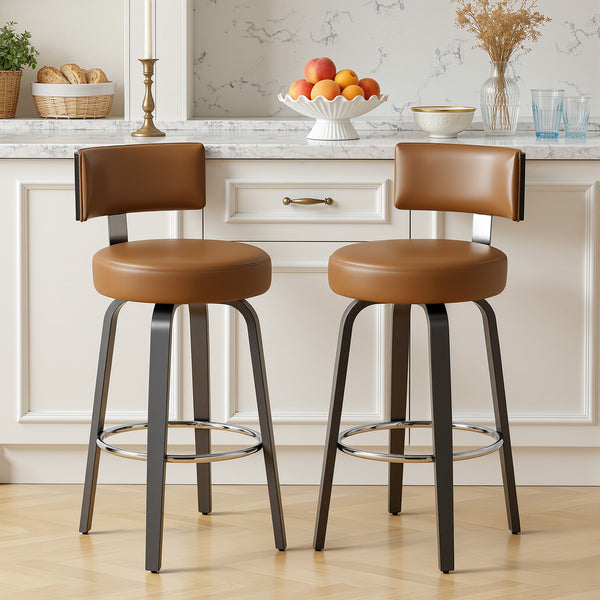 Carol II Swivel Counter Stool in Brown Mara Leather