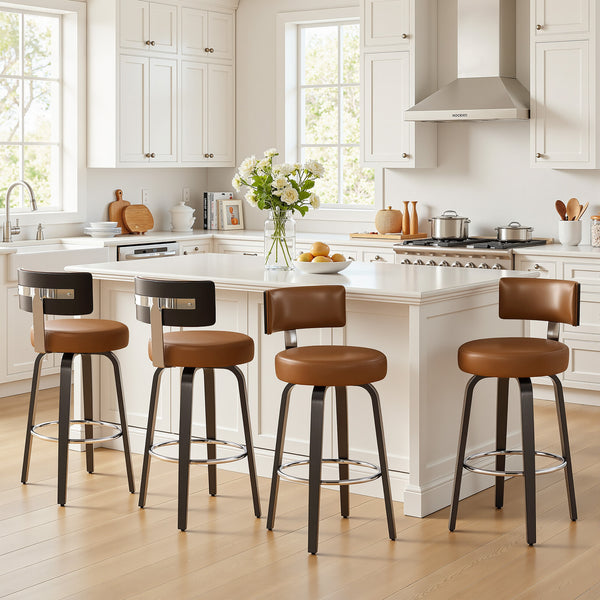 Carol II Swivel Counter Stool in Brown Mara Leather