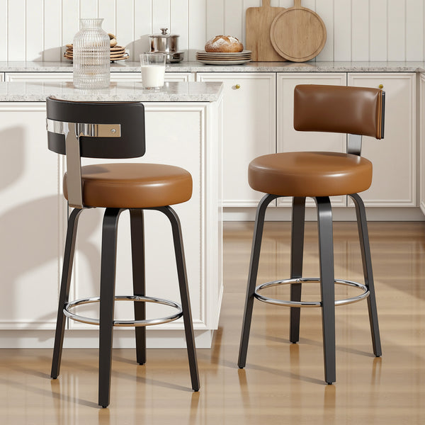 Carol II Swivel Counter Stool in Brown Mara Leather