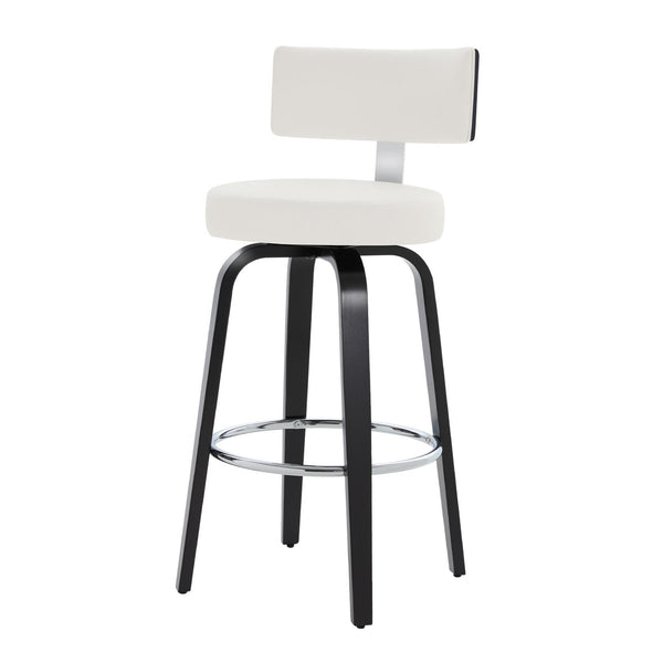 Carol II Swivel Bar Stool in White Hron Leather