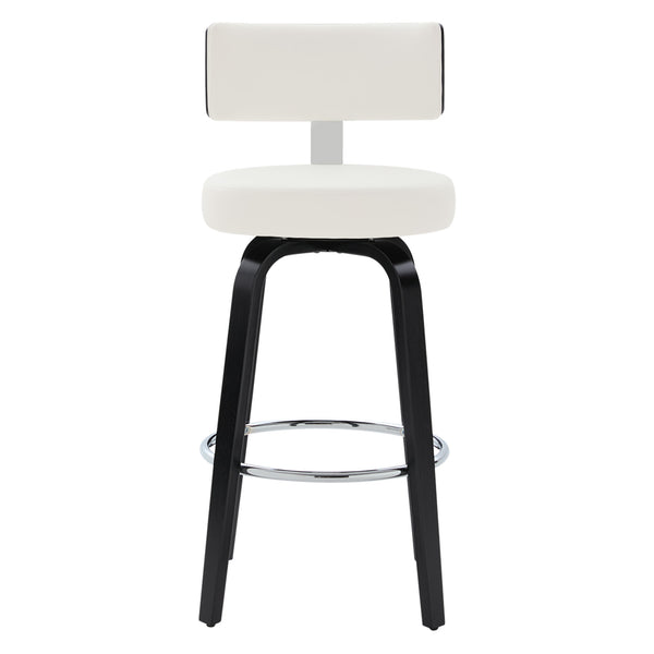 Carol II Swivel Bar Stool in White Hron Leather
