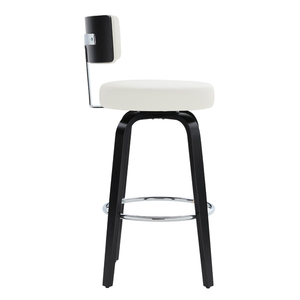 Carol II Swivel Bar Stool in White Hron Leather