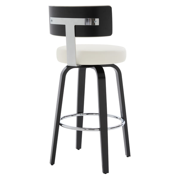 Carol II Swivel Bar Stool in White Hron Leather