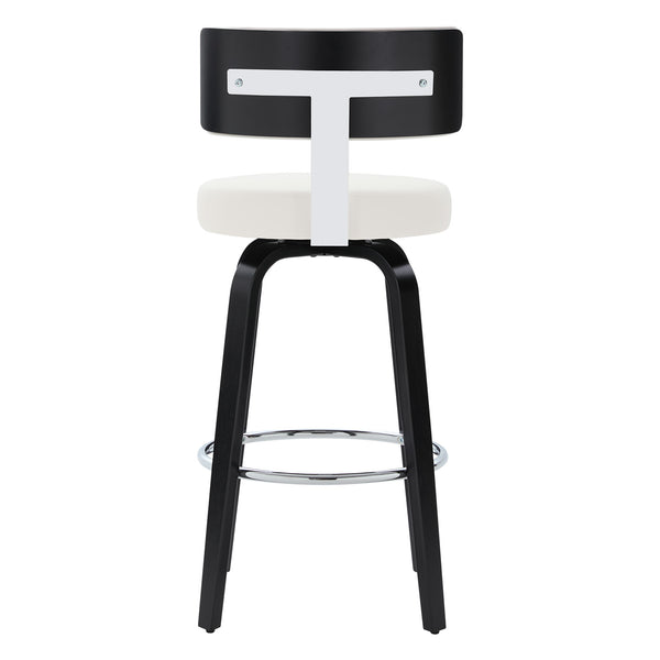 Carol II Swivel Bar Stool in White Hron Leather