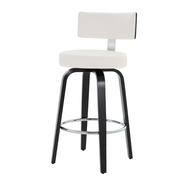 Carol II Swivel Counter Stool in White Hron Leather