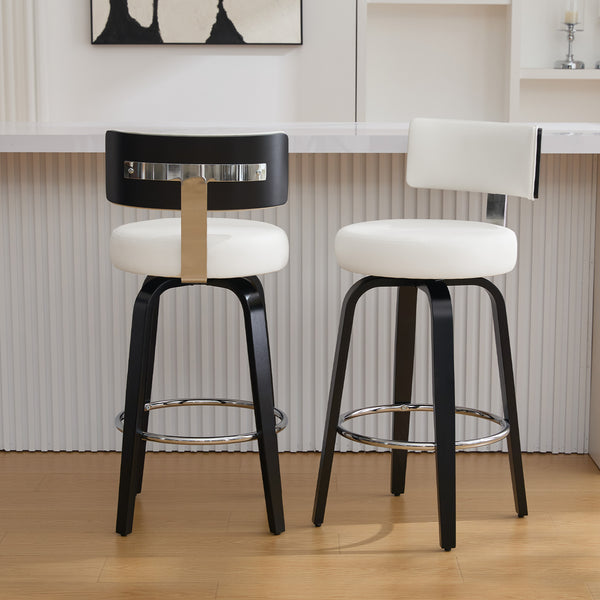 Carol II Swivel Counter Stool in White Hron Leather