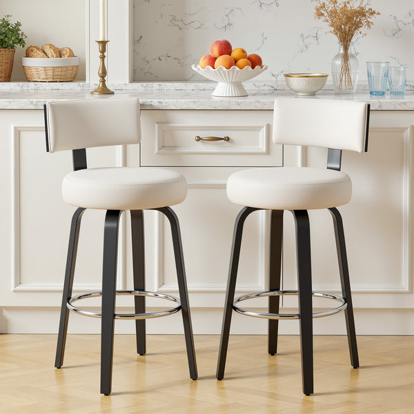 Carol II Swivel Counter Stool in White Hron Leather