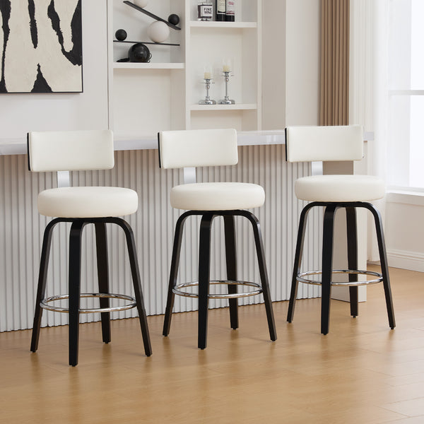 Carol II Swivel Counter Stool in White Hron Leather